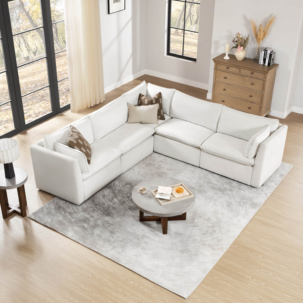 Sophia 5-Piece Feather Power Modular Sofa with Electric Footrests