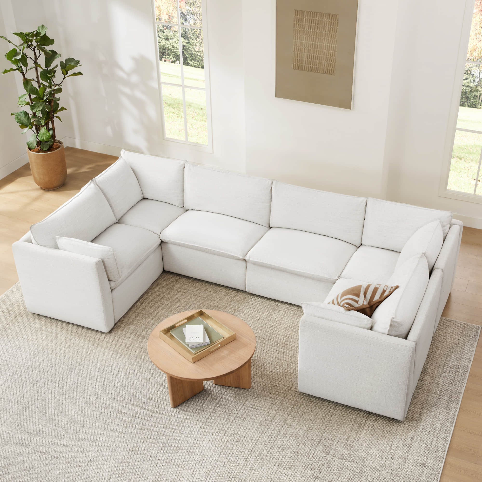Sophia 6-Piece Feather Power Modular Sofa with Electric Footrests