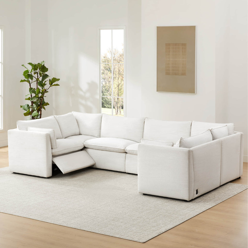 Sophia 6-Piece Feather Power Modular Sofa with Electric Footrests