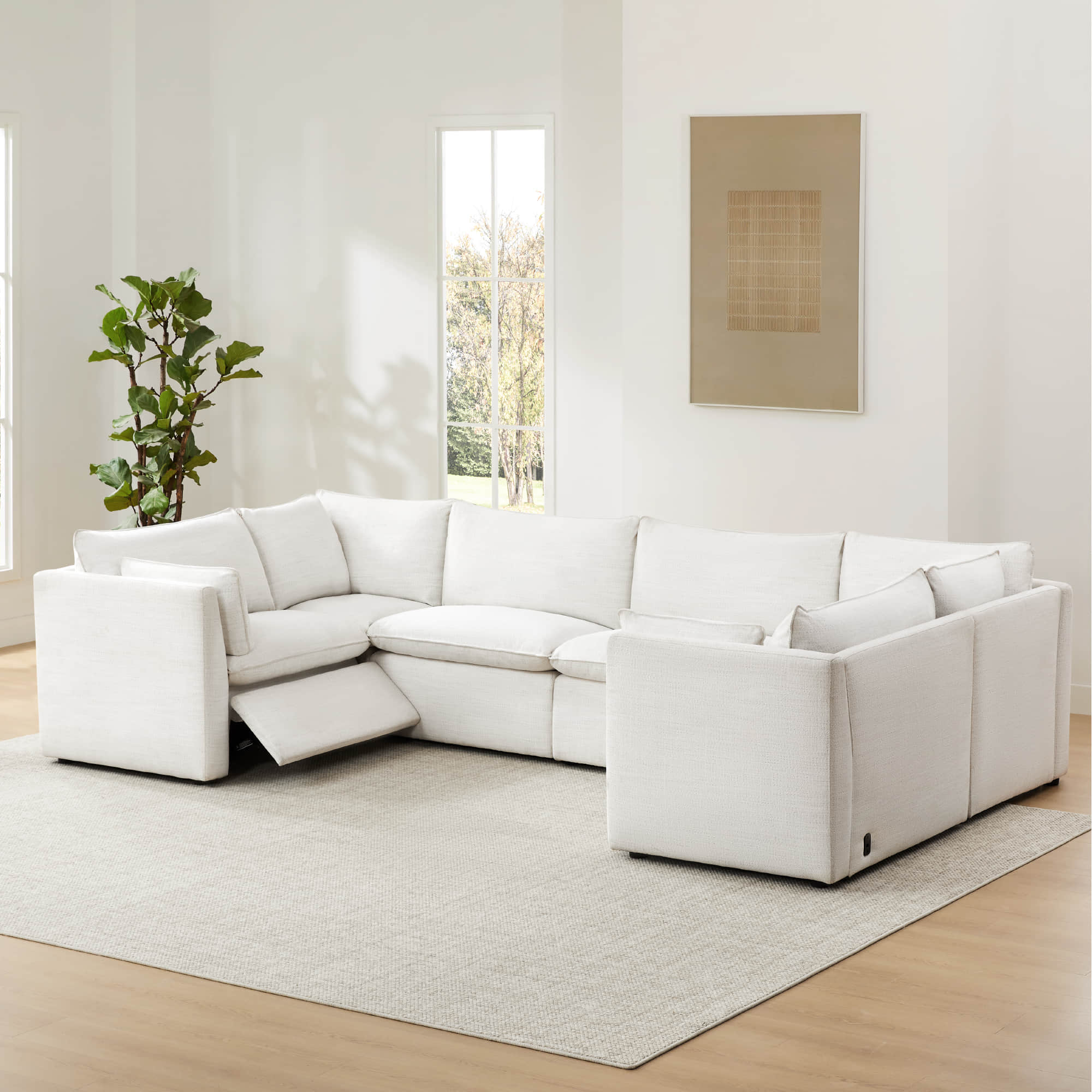 Sophia 6-Piece Feather Power Modular Sofa with Electric Footrests