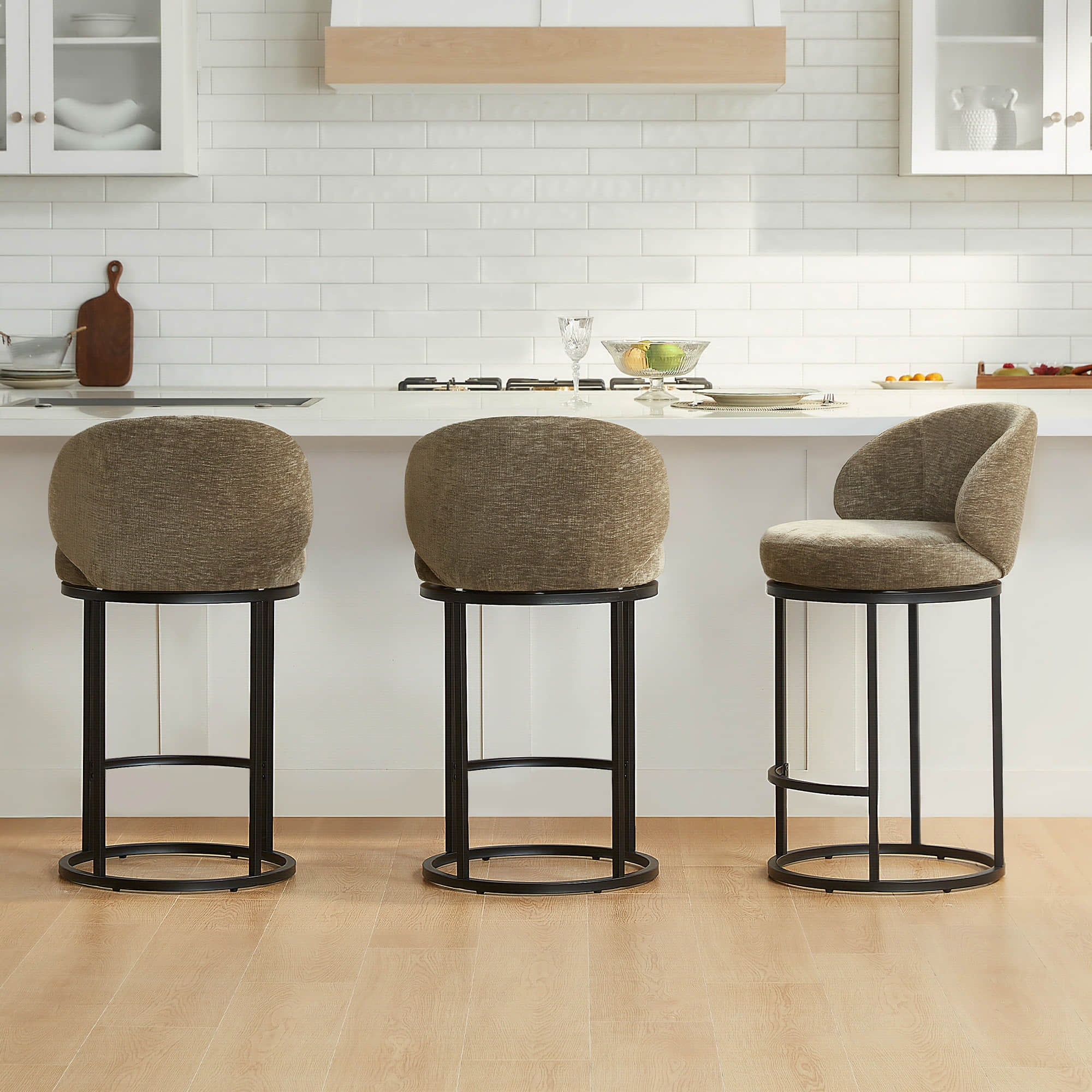 Tanya Modern Chenille Swivel Counter Stool