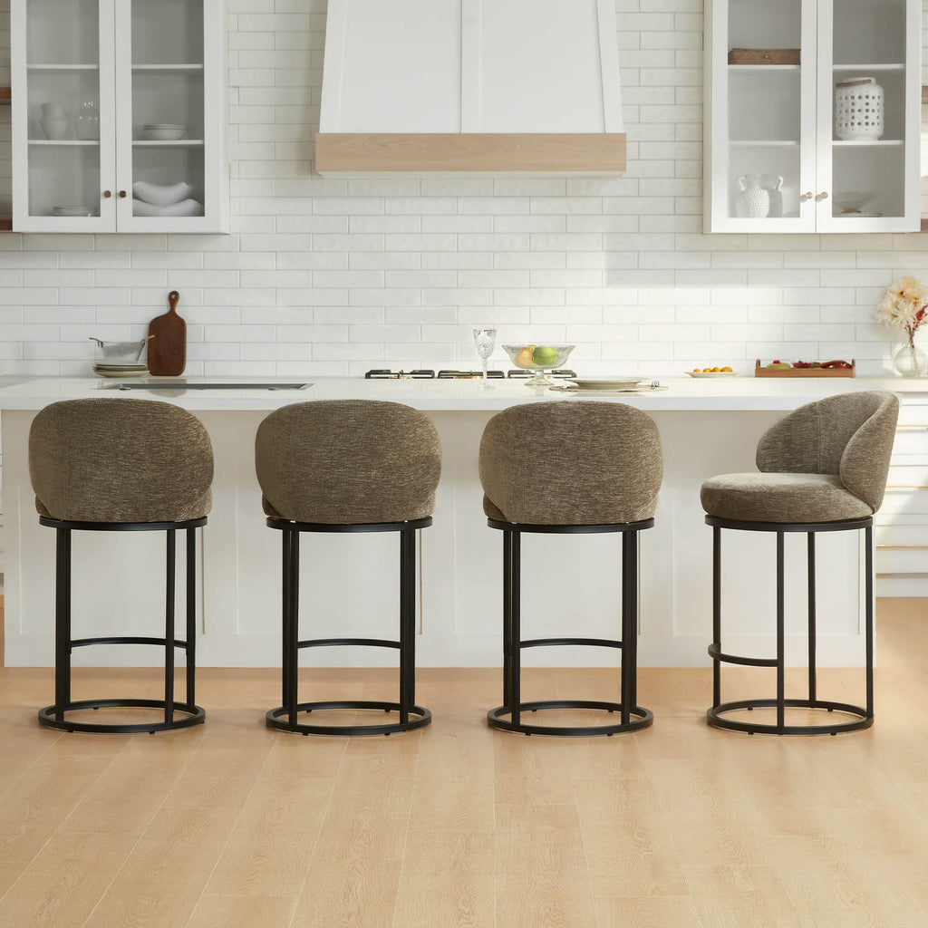 Tanya Modern Chenille Swivel Counter Stool
