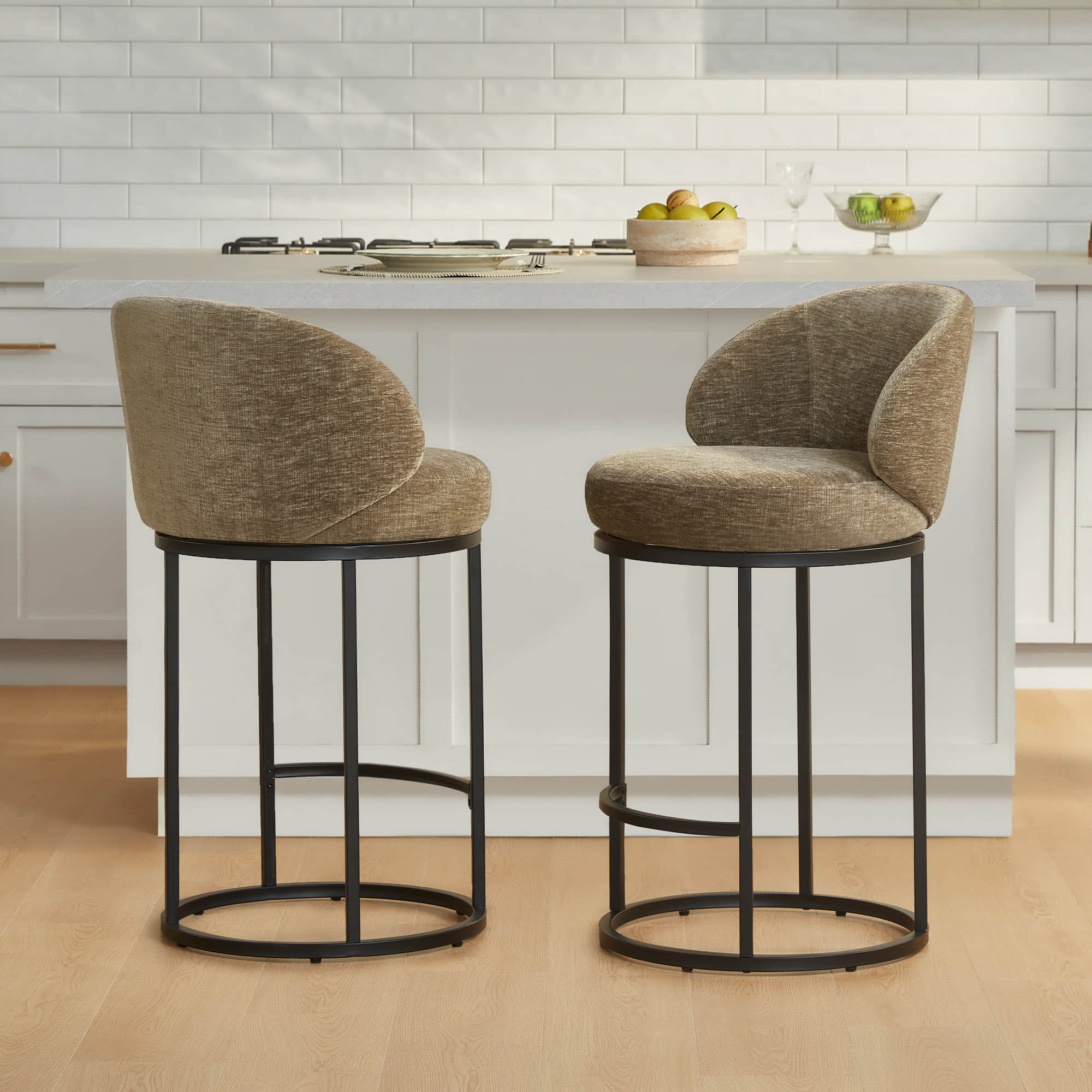 Tanya Modern Chenille Swivel Counter Stool