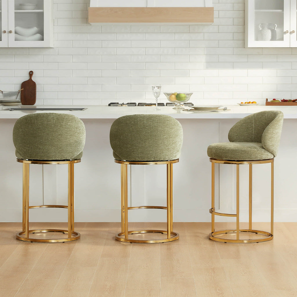 Tanya Modern Chenille Swivel Counter Stool