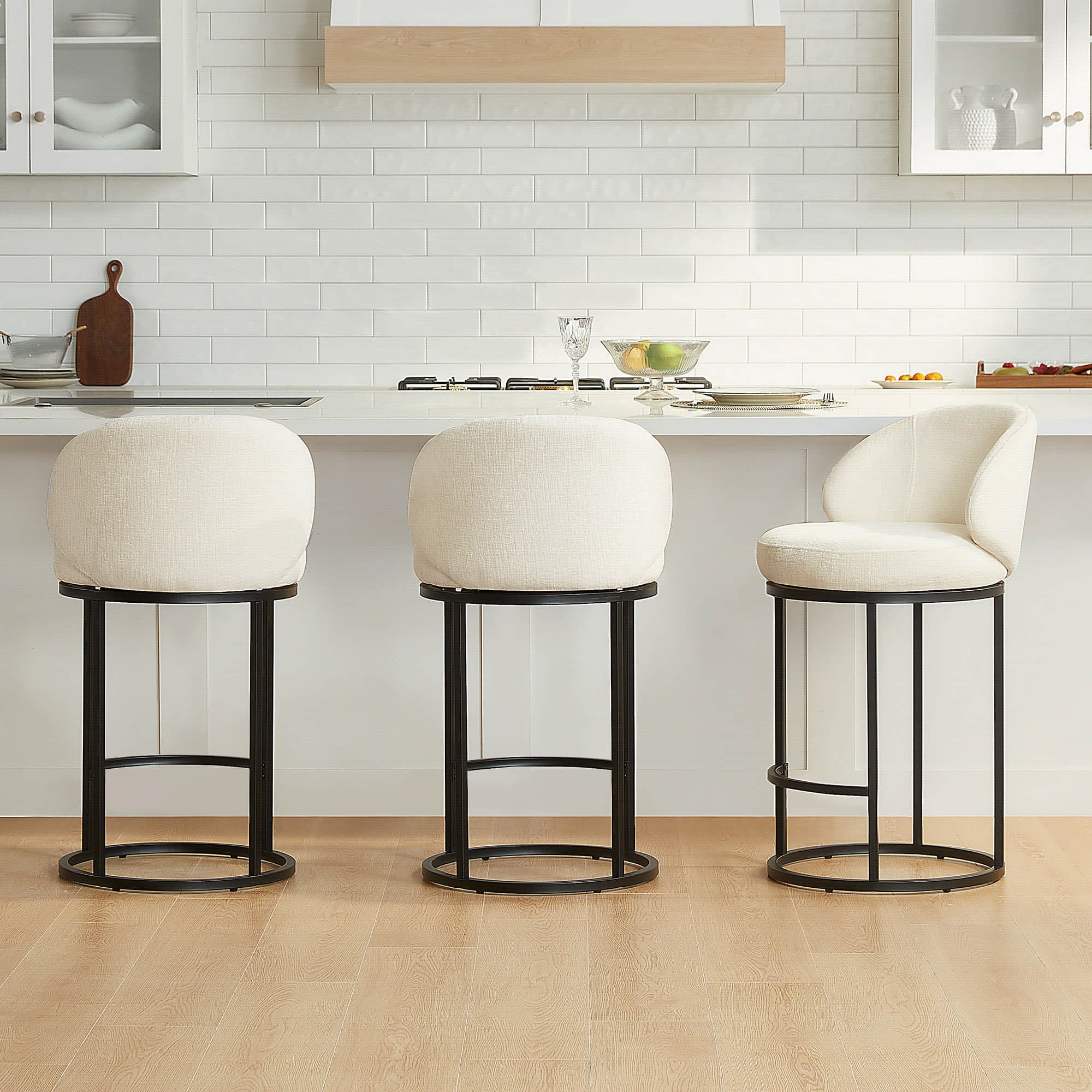 Tanya Modern Chenille Swivel Counter Stool