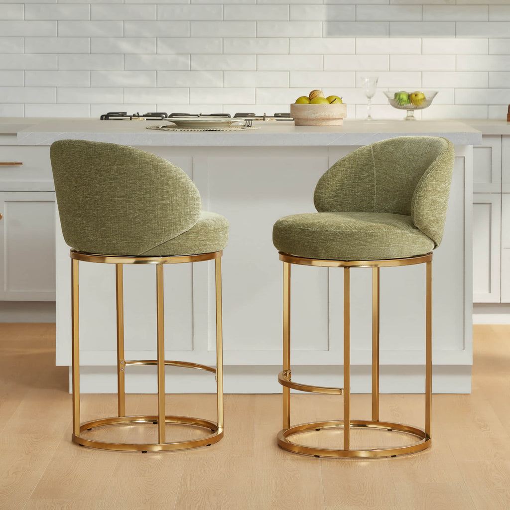 Tanya Modern Chenille Swivel Counter Stool