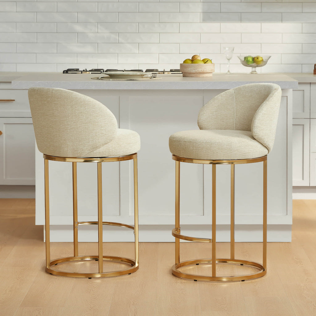 Tanya Modern Chenille Swivel Counter Stool