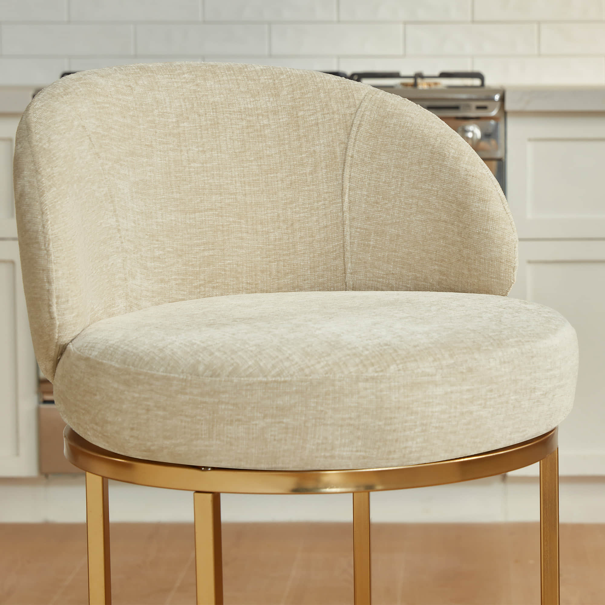 Tanya Modern Chenille Swivel Counter Stool