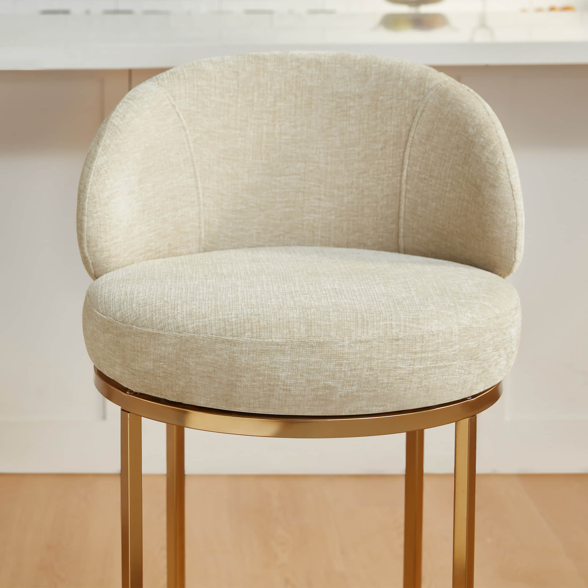 Tanya Modern Chenille Swivel Counter Stool