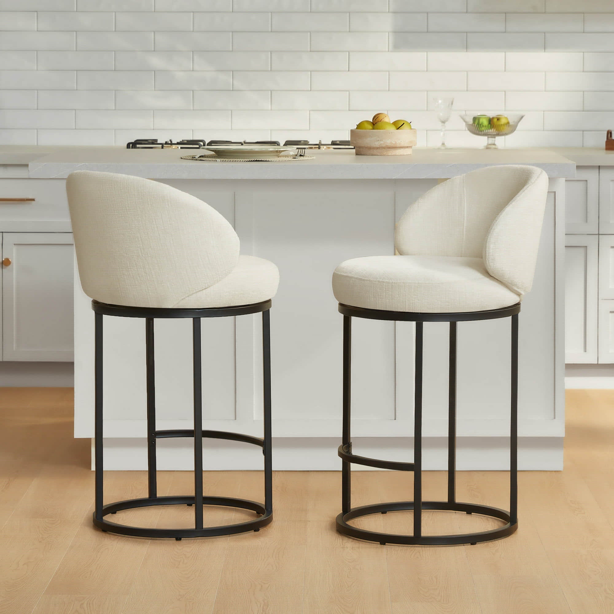 Tanya Modern Chenille Swivel Counter Stool
