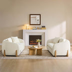 Teleri Modern Curved Chenille Sofa with Solid Birch Wood Legs