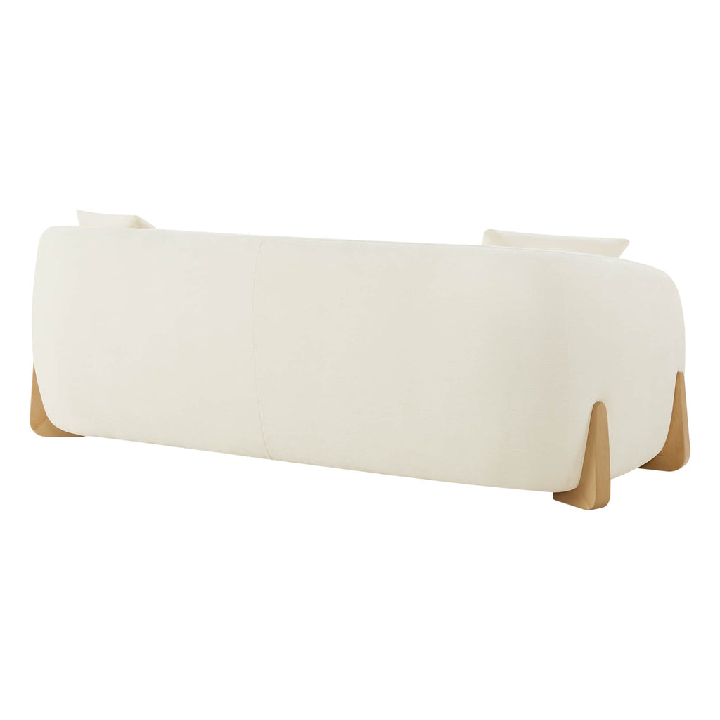 Teleri Modern Curved Chenille Sofa with Solid Birch Wood Legs