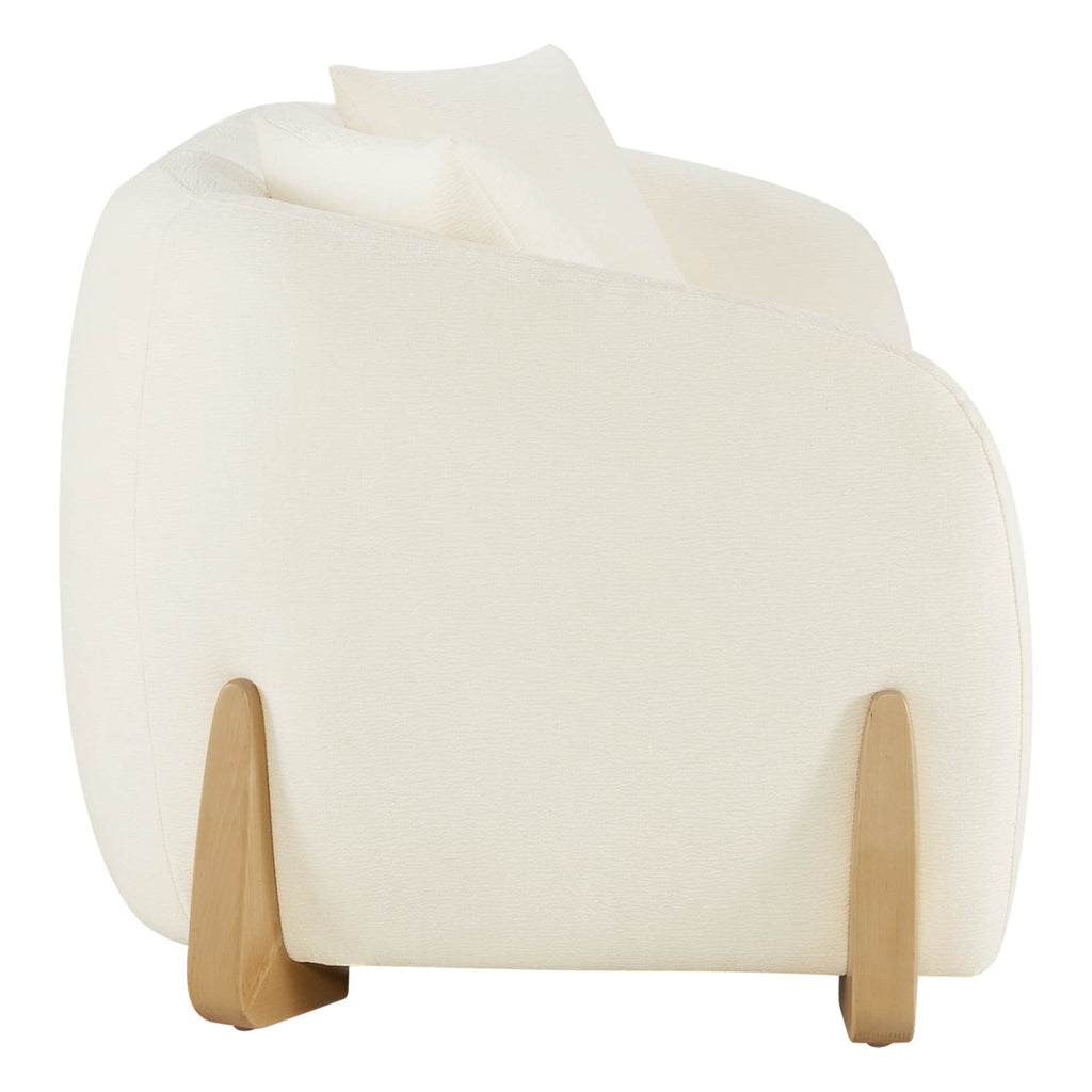 Teleri Modern Curved Chenille Sofa with Solid Birch Wood Legs
