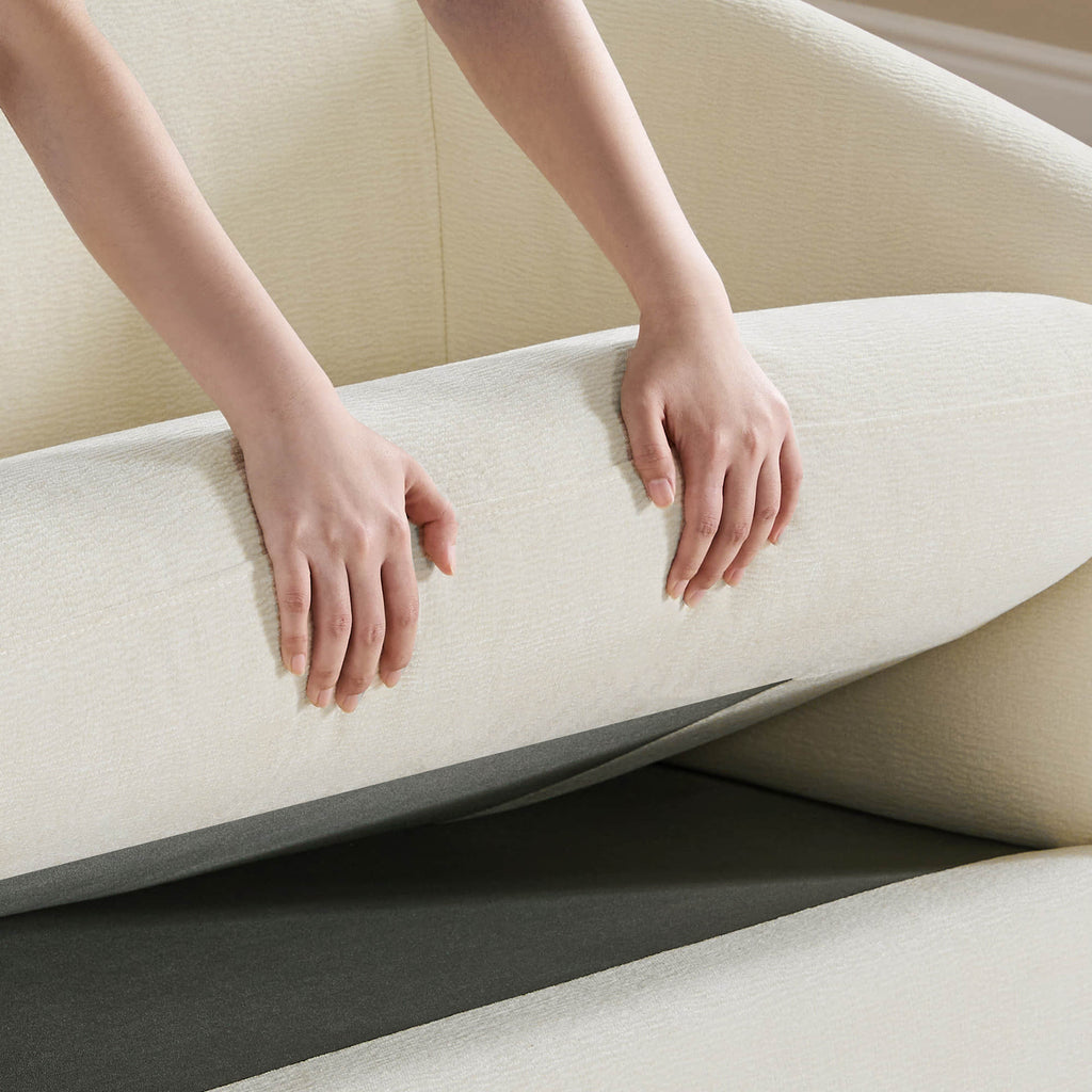 Teleri Modern Curved Chenille Sofa with Solid Birch Wood Legs