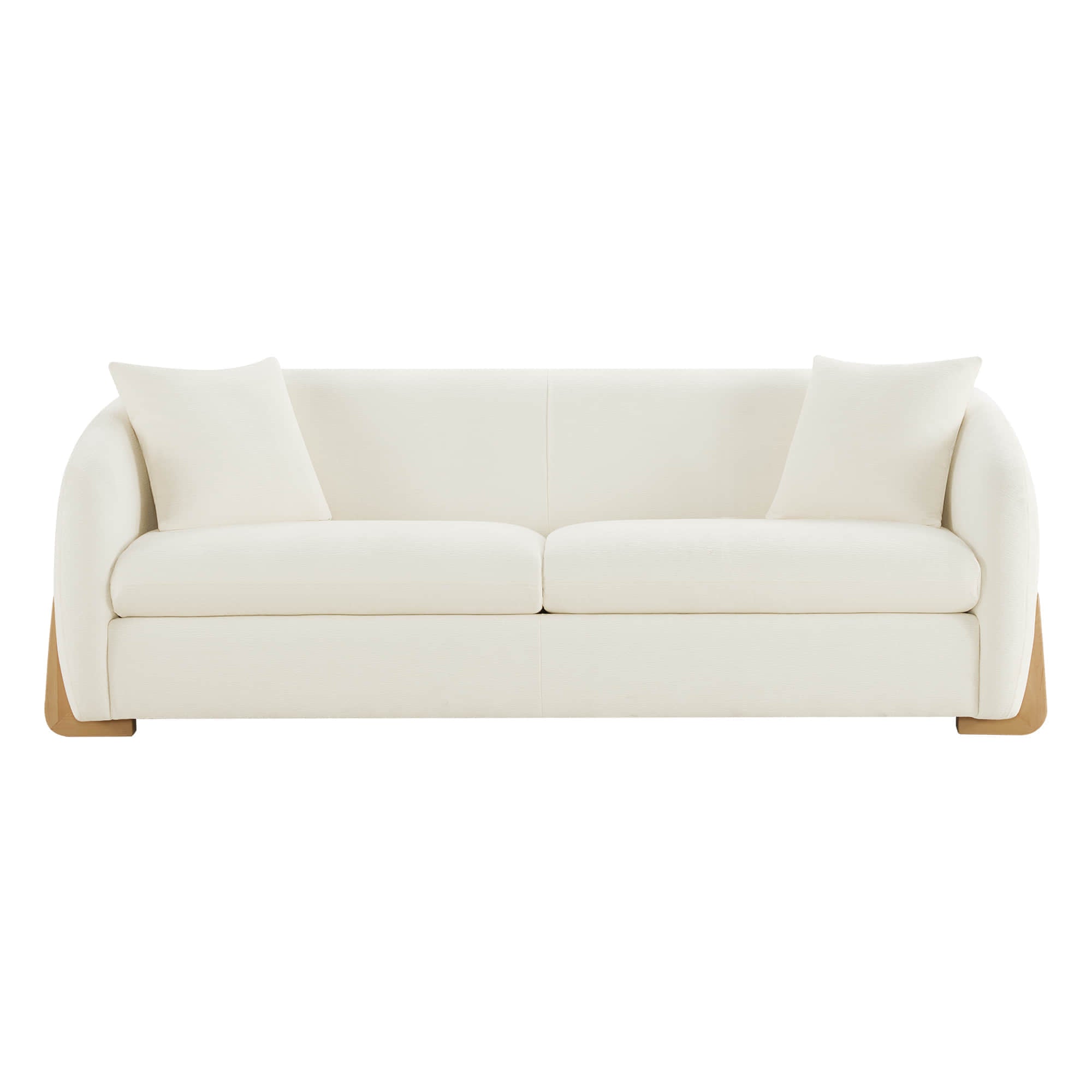 Teleri Modern Curved Chenille Sofa with Solid Birch Wood Legs