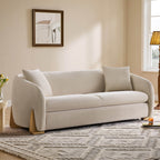 Teleri Modern Curved Chenille Sofa with Solid Birch Wood Legs