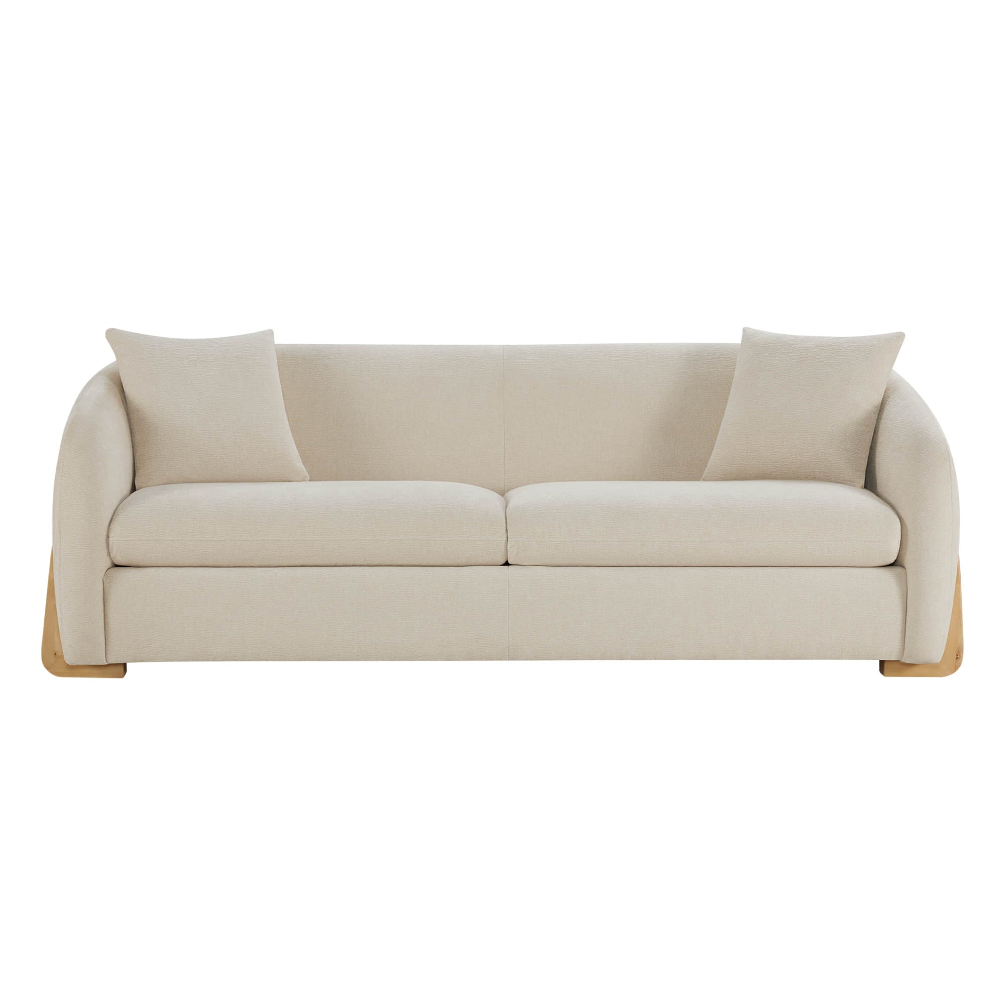 Teleri Modern Curved Chenille Sofa with Solid Birch Wood Legs