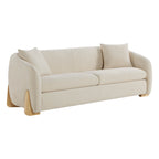 Teleri Modern Curved Chenille Sofa with Solid Birch Wood Legs