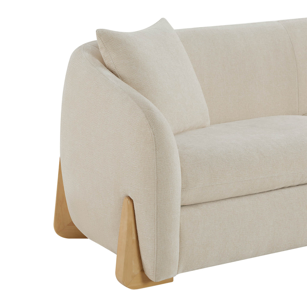 Teleri Modern Curved Chenille Sofa with Solid Birch Wood Legs