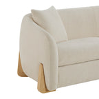 Teleri Modern Curved Chenille Sofa with Solid Birch Wood Legs