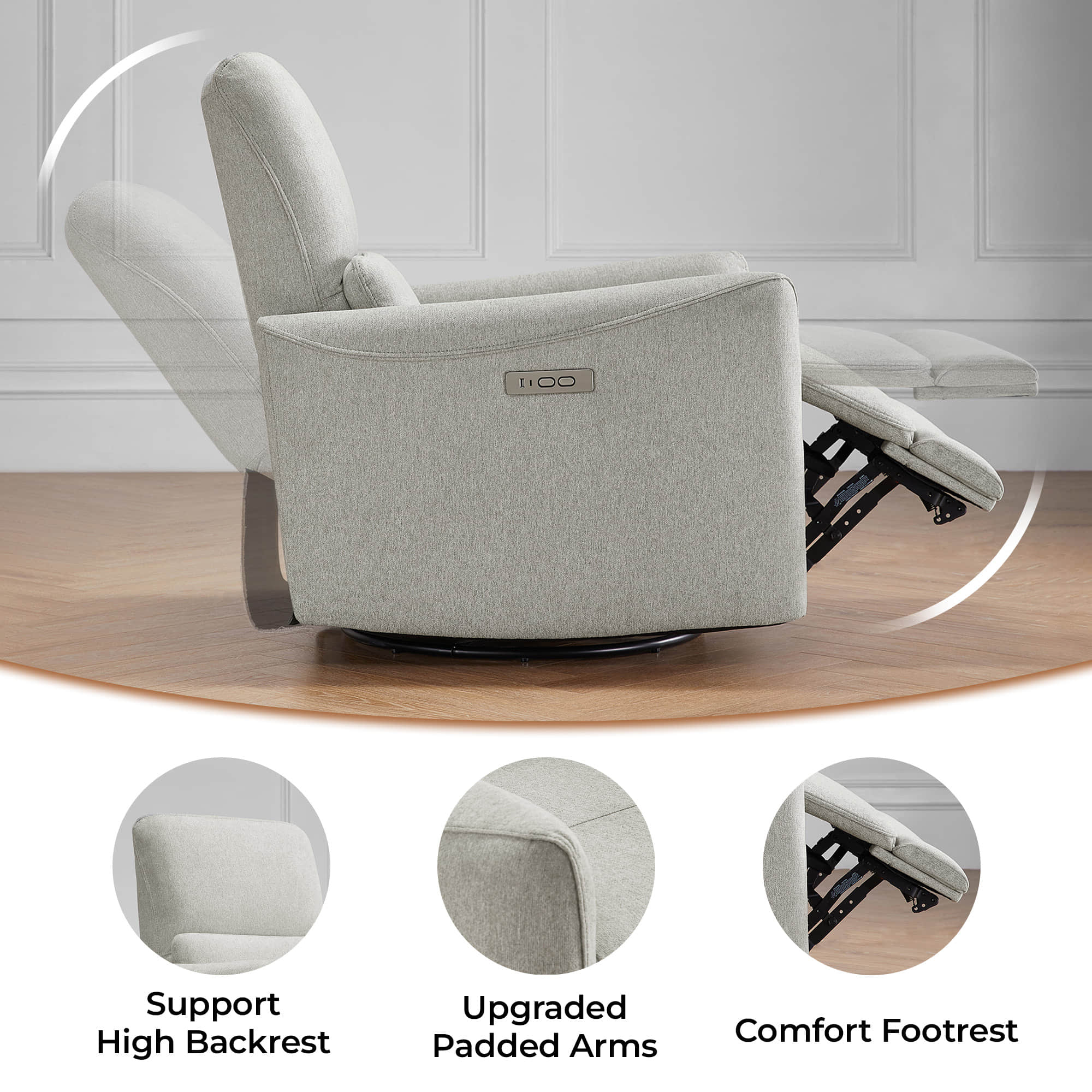 Tracee Power Swivel Nursery Glider Recliner