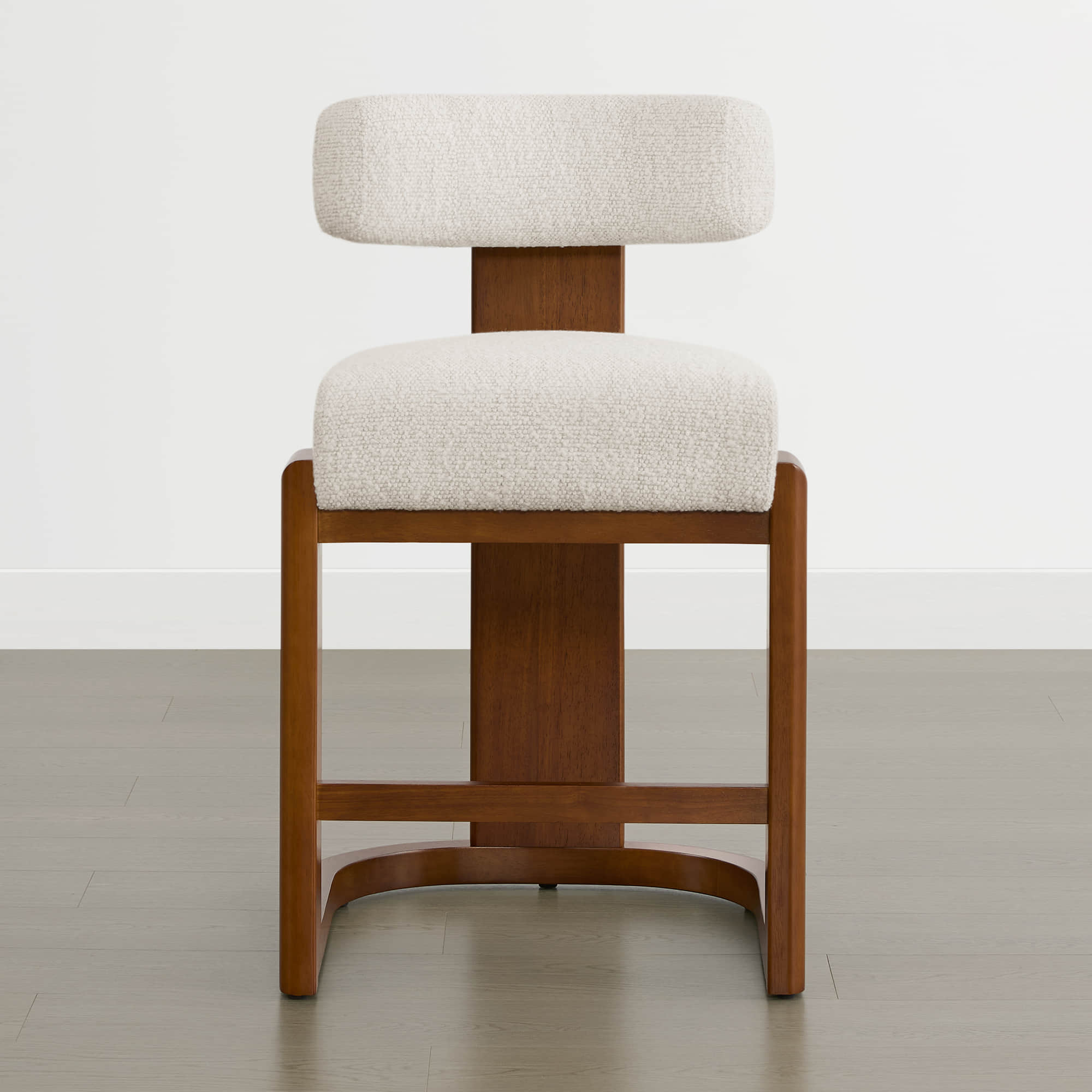 Troy Boucle Counter Stools With Solid Wood