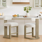 Troy Boucle Counter Stools With Solid Wood