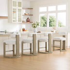 Troy Boucle Counter Stools With Solid Wood