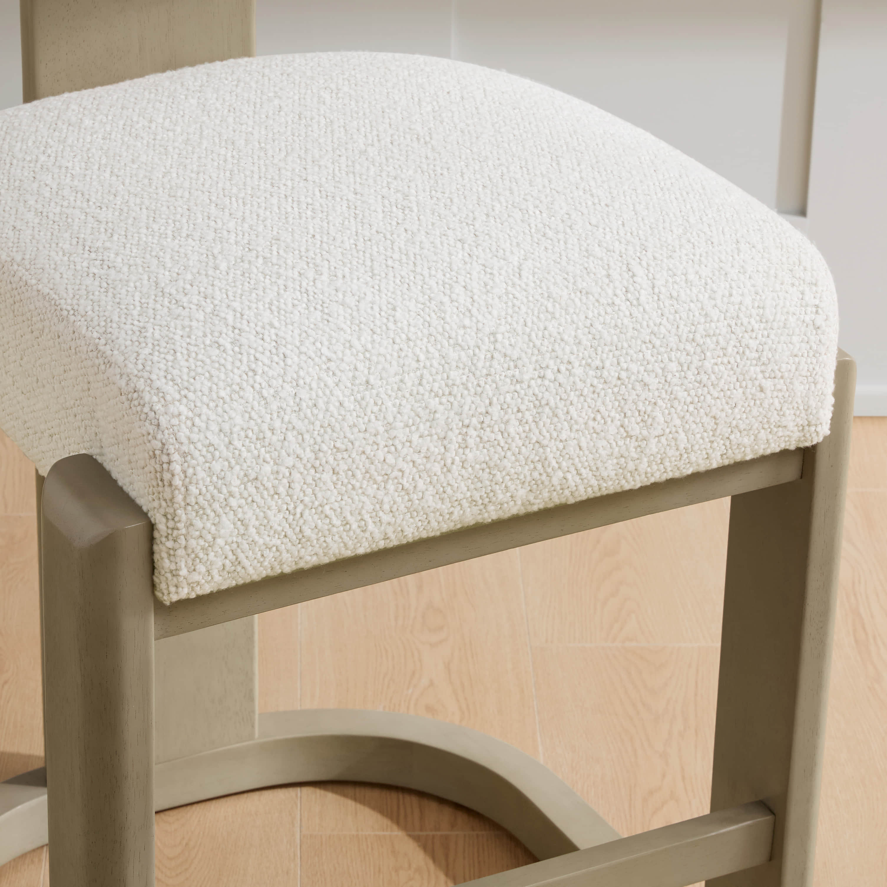 Troy Boucle Counter Stools With Solid Wood