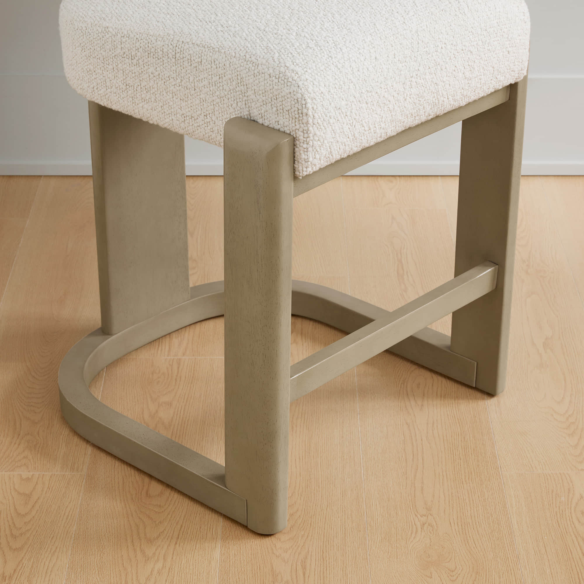 Troy Boucle Counter Stools With Solid Wood