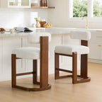 Troy Boucle Counter Stools With Solid Wood