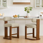 Troy Boucle Counter Stools With Solid Wood