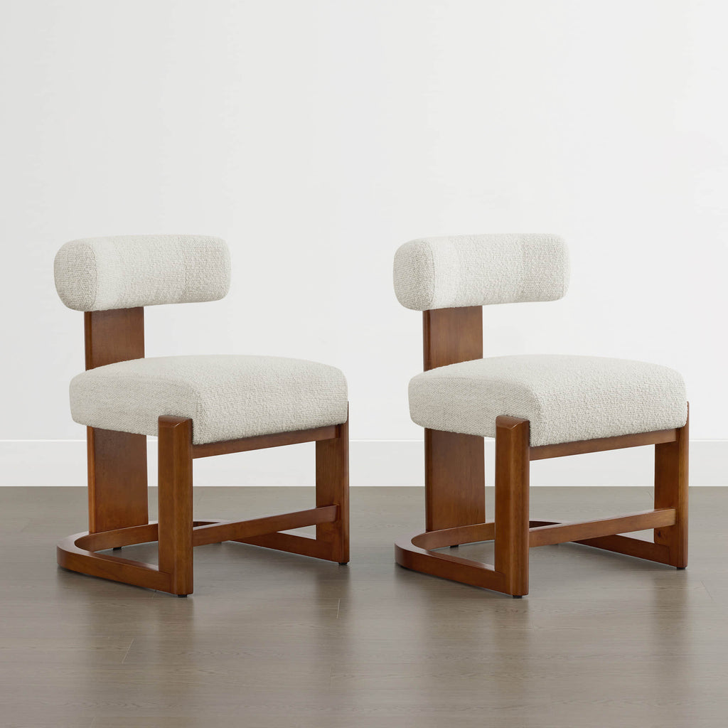 Troy Boucle Dining Chair With Solid Wood