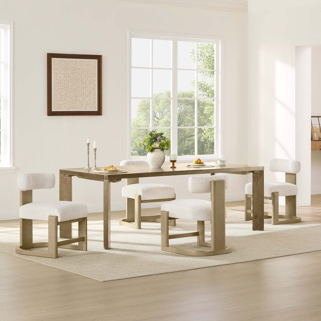 Troy Boucle Dining Chair With Solid Wood