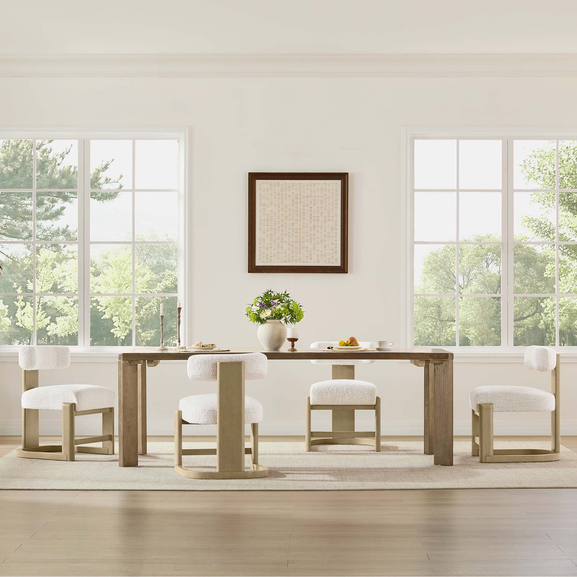 Troy Boucle Dining Chair With Solid Wood