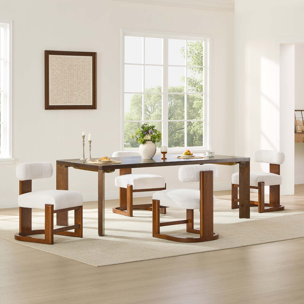 Troy Boucle Dining Chair With Solid Wood