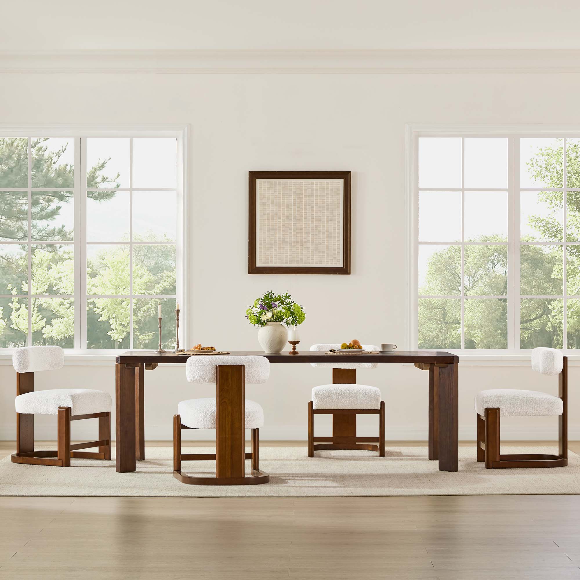 Troy Boucle Dining Chair With Solid Wood