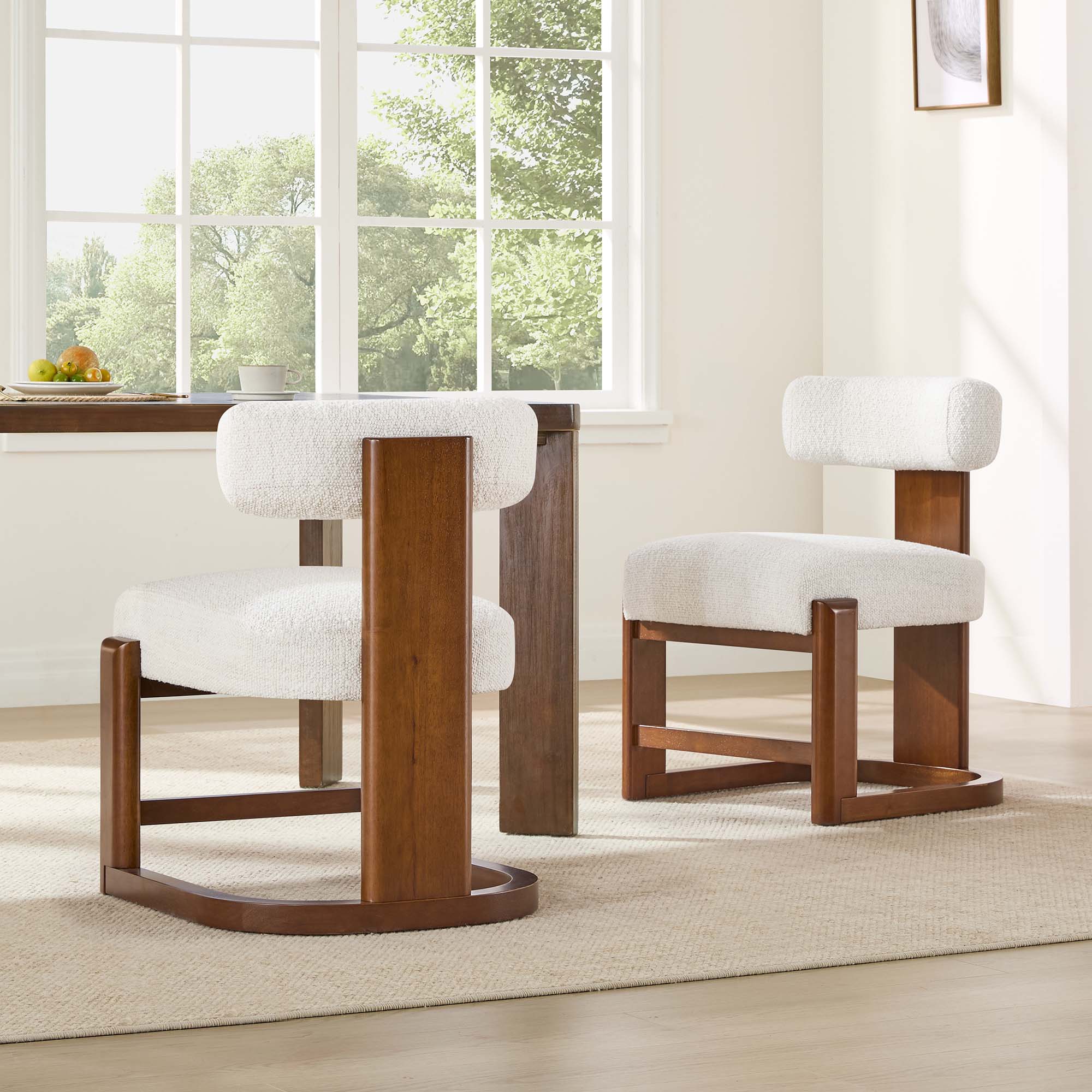 Troy Boucle Dining Chair With Solid Wood