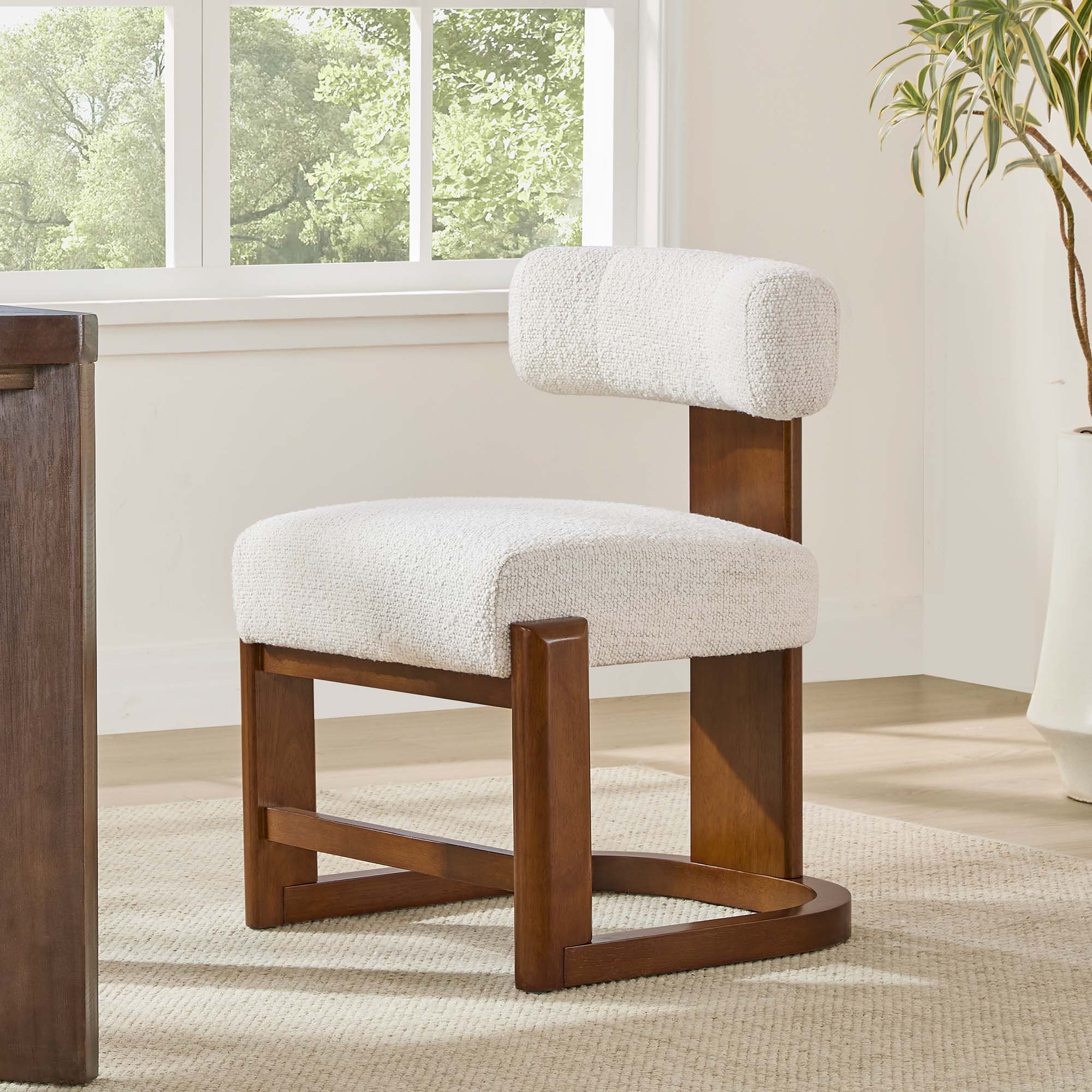 Troy Boucle Dining Chair With Solid Wood