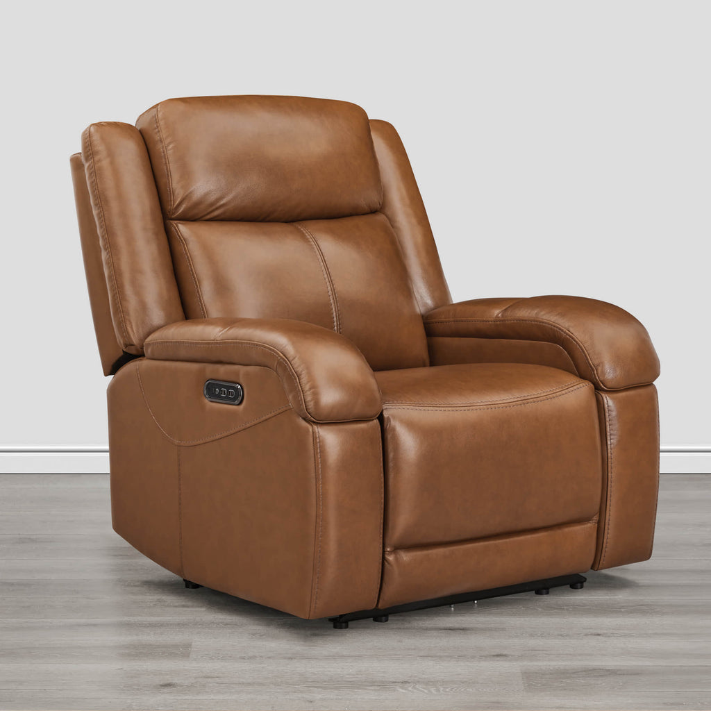 Isaac Genuine Leather Wall Hugger Power Recliner with Power Headrest