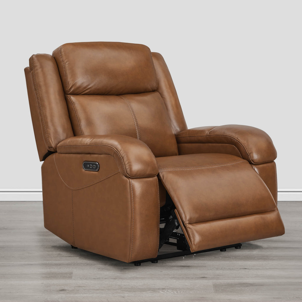 Isaac Genuine Leather Wall Hugger Power Recliner with Power Headrest