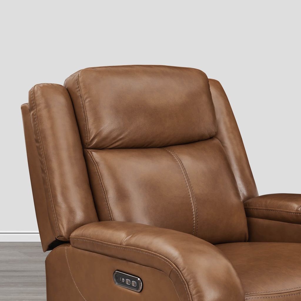 Isaac Genuine Leather Wall Hugger Power Recliner with Power Headrest