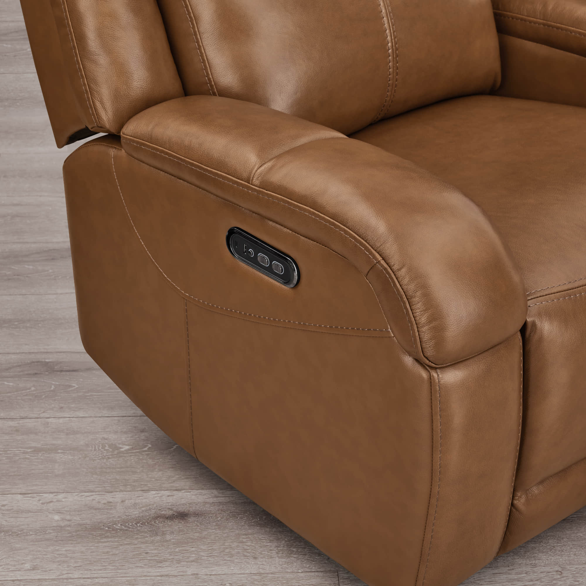 Isaac Genuine Leather Wall Hugger Power Recliner with Power Headrest