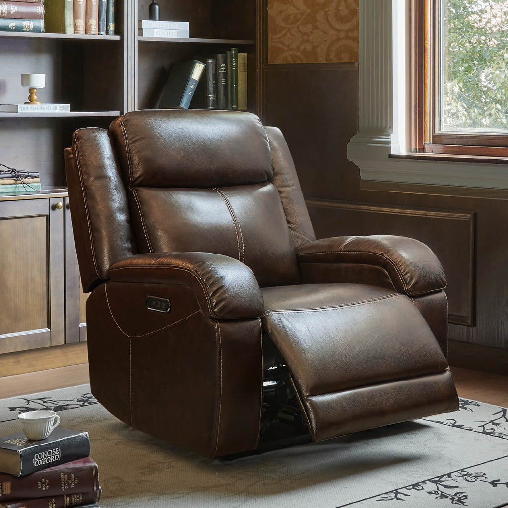Isaac Genuine Leather Wall Hugger Power Recliner with Power Headrest
