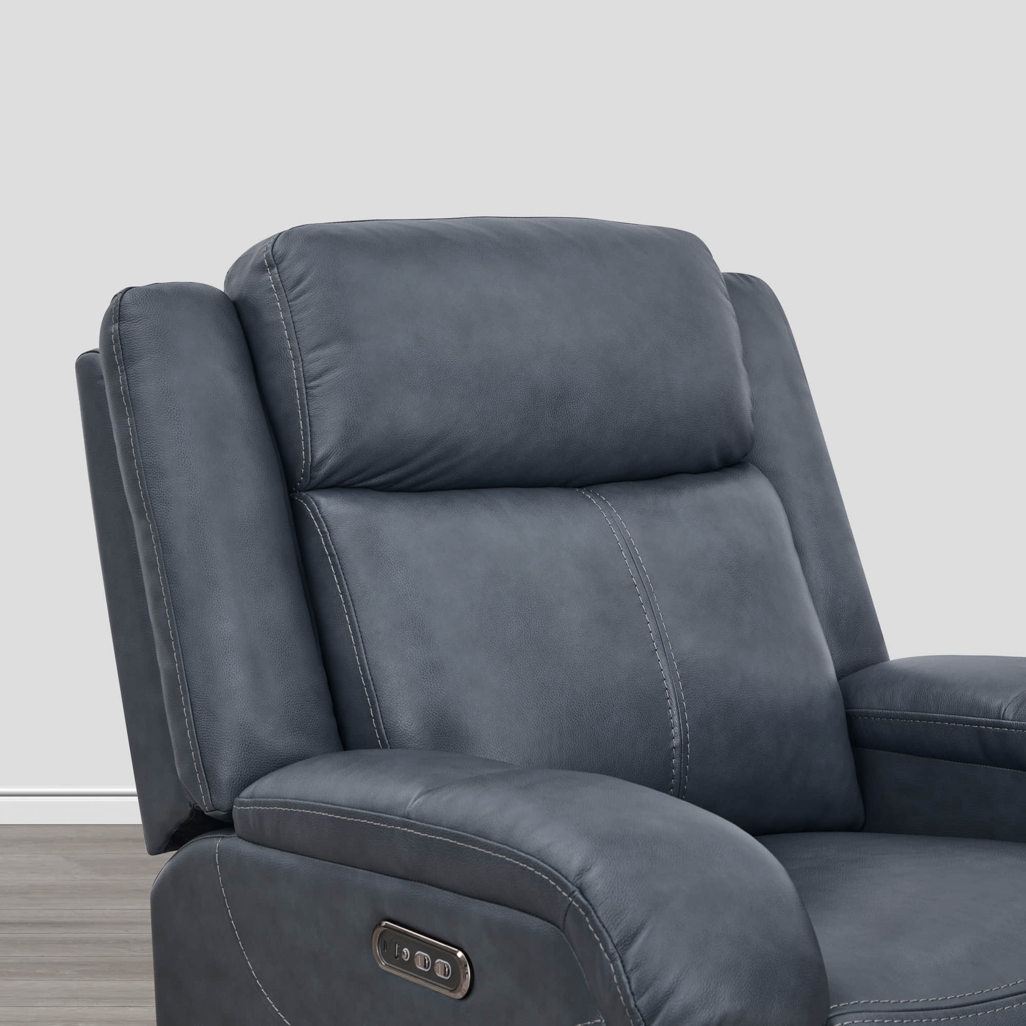 Isaac Genuine Leather Wall Hugger Power Recliner with Power Headrest