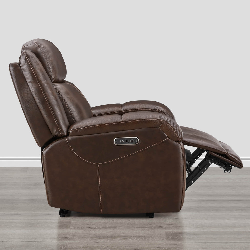 Isaac Genuine Leather Wall Hugger Power Recliner with Power Headrest