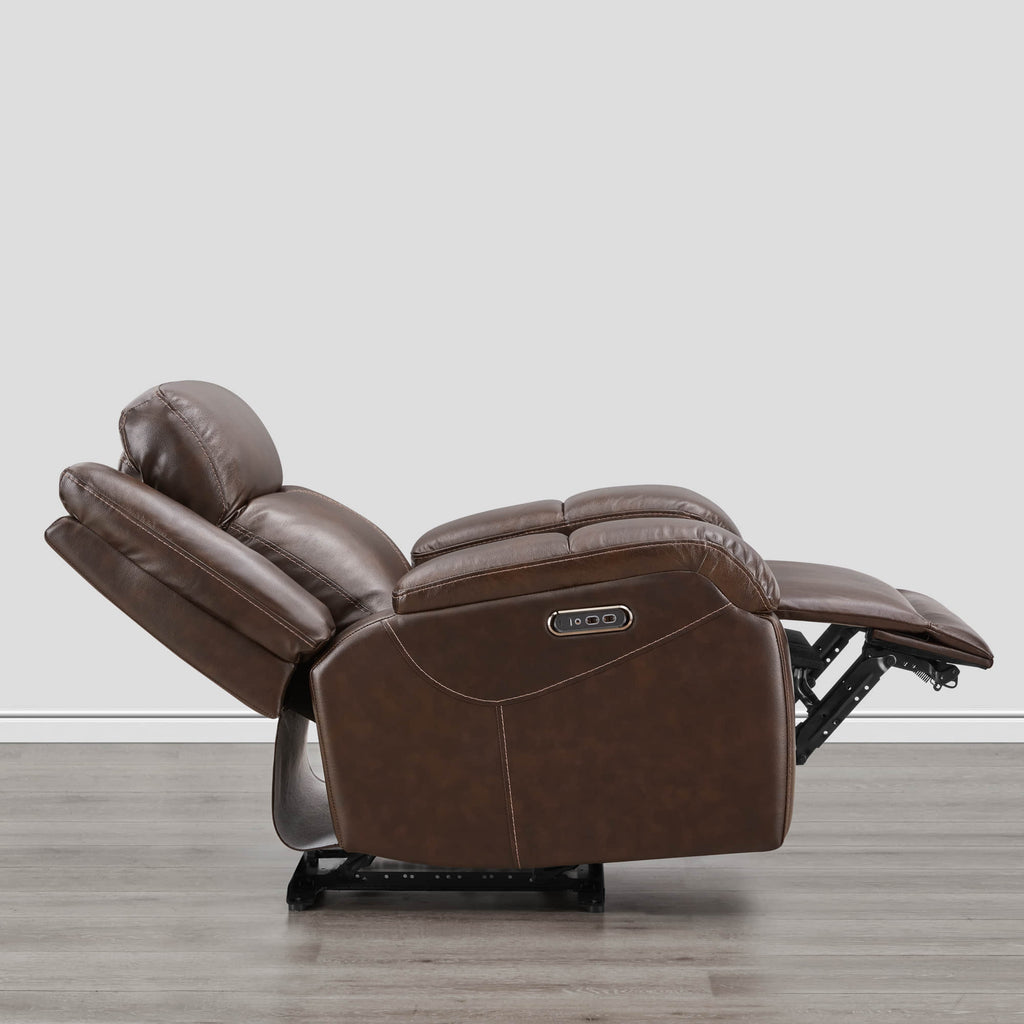 Isaac Genuine Leather Wall Hugger Power Recliner with Power Headrest