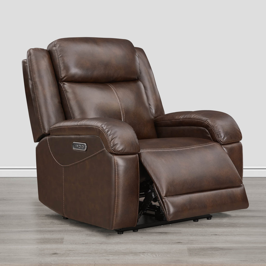 Isaac Genuine Leather Wall Hugger Power Recliner with Power Headrest