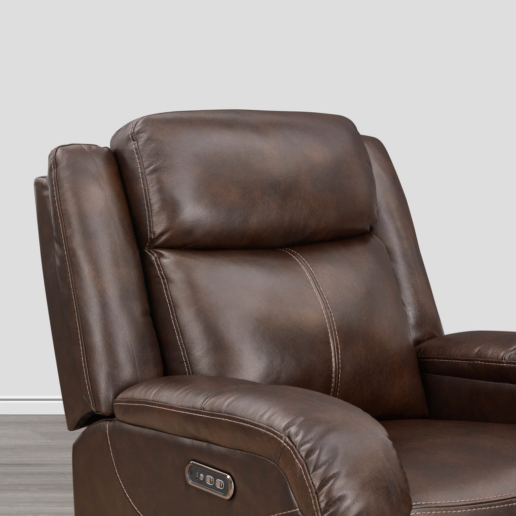 Isaac Genuine Leather Wall Hugger Power Recliner with Power Headrest