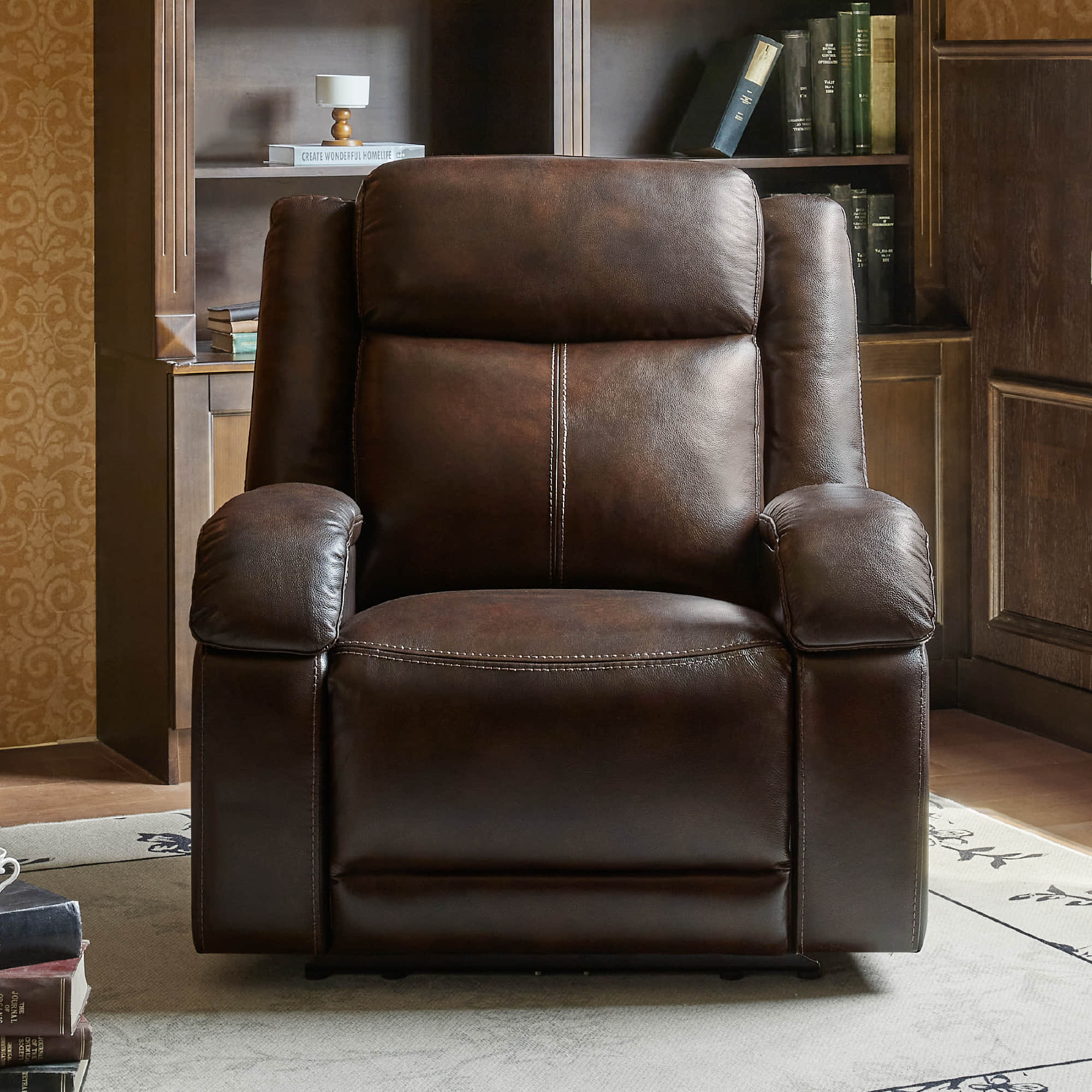 Isaac Genuine Leather Wall Hugger Power Recliner with Power Headrest